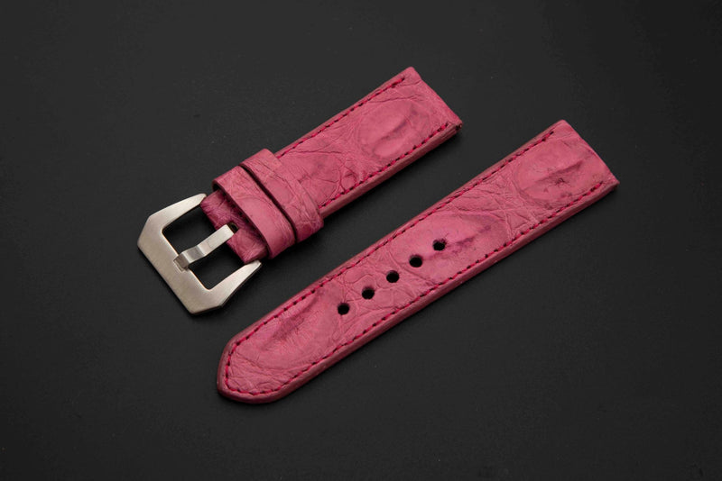 PINK CROCODILE HORNBACK LEATHER STRAP