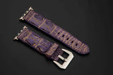 PURPLE&GOLD CROCODILE HORNBACK LEATHER STRAP