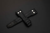 BLACK CROCODILE BELLY LEATHER STRAP - Lac Crado 