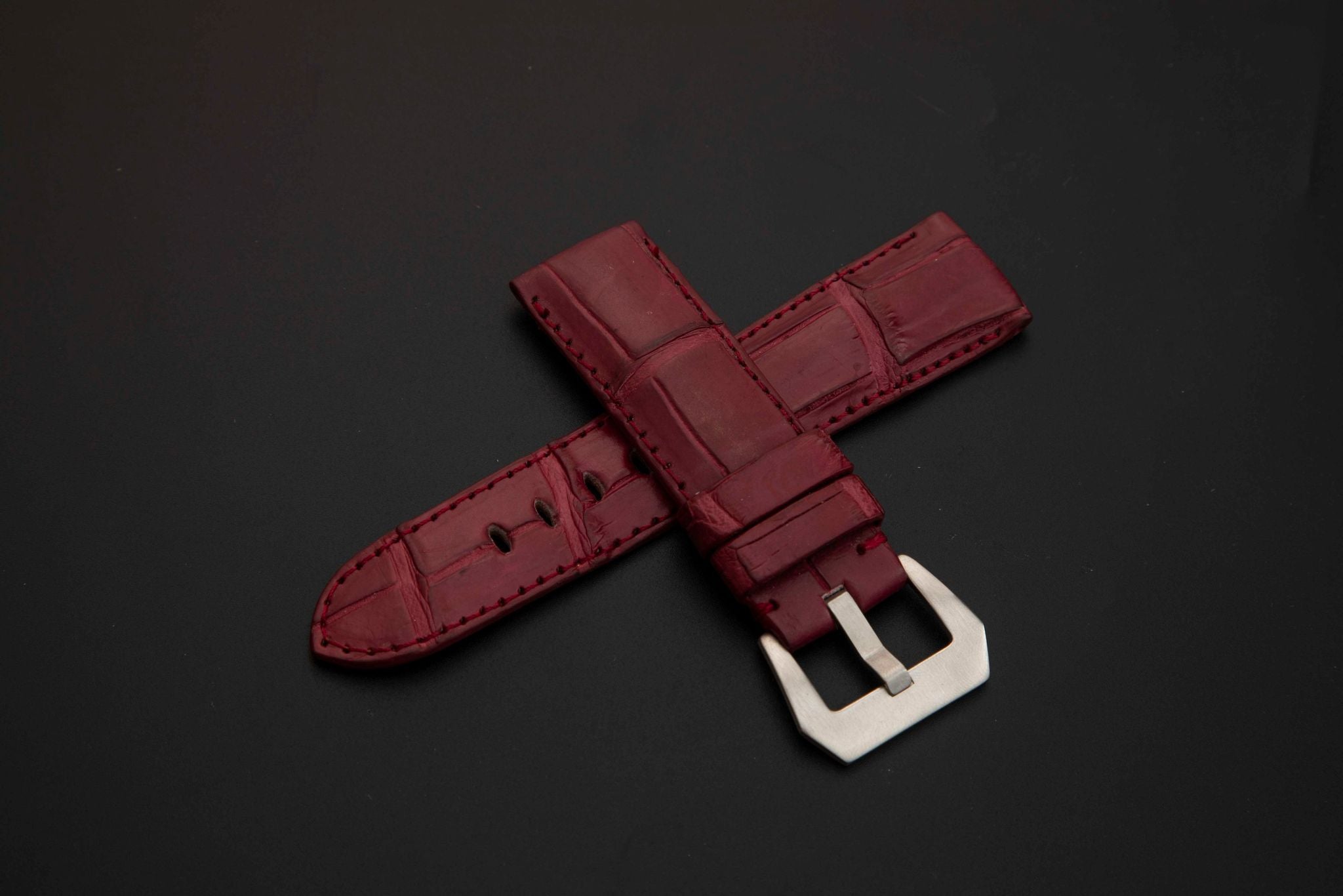 RED CROCODILE BELLY LEATHER STRAP