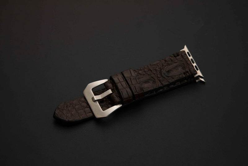 BROWN CROCODILE HORNBACK LEATHER STRAP
