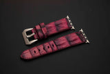 PINK&BLACK CROCODILE HORNBACK LEATHER STRAP