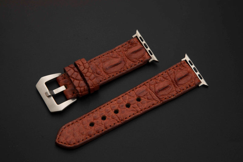 BROWN CROCODILE HORNBACK LEATHER STRAP