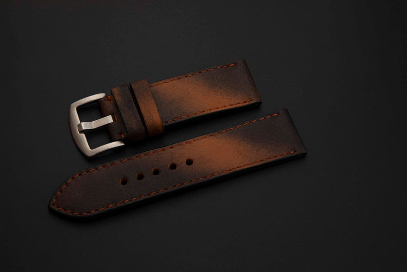 BLACK&BROWN CALF LEATHER STRAP