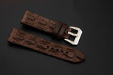 BROWN CROCODILE HORNBACK LEATHER STRAP