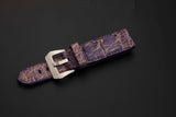 PURPLE&BLACK CROCODILE HORNBACK LEATHER STRAP