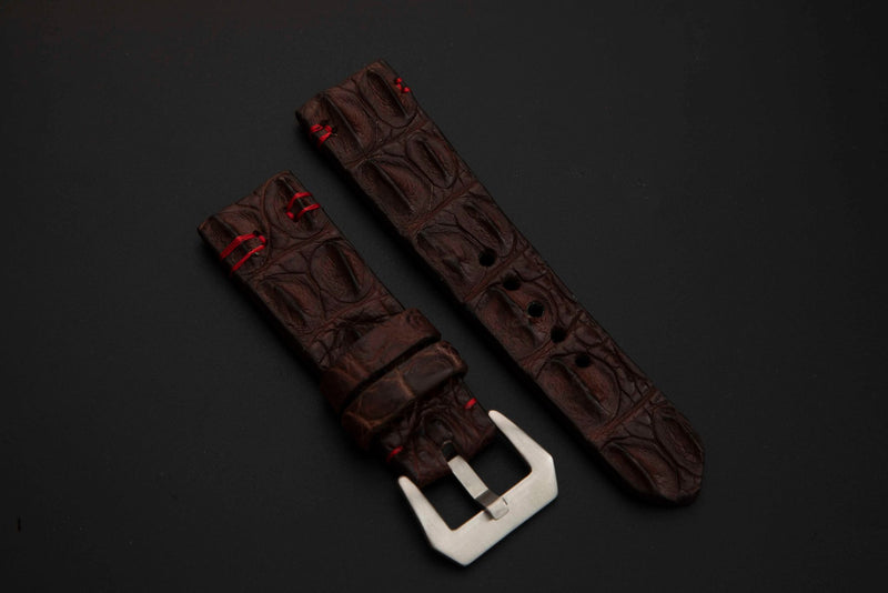BROWN CROCODILE HORNBACK LEATHER STRAP