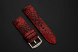 RED&BLACK CROCODILE HORNBACK LEATHER STRAP