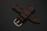 BROWN CROCODILE HORNBACK LEATHER STRAP