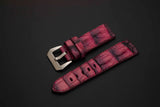 PINK&BLACK CROCODILE HORNBACK LEATHER STRAP
