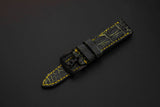 BLACK&GOLD CROCODILE HORNBACK LEATHER STRAP