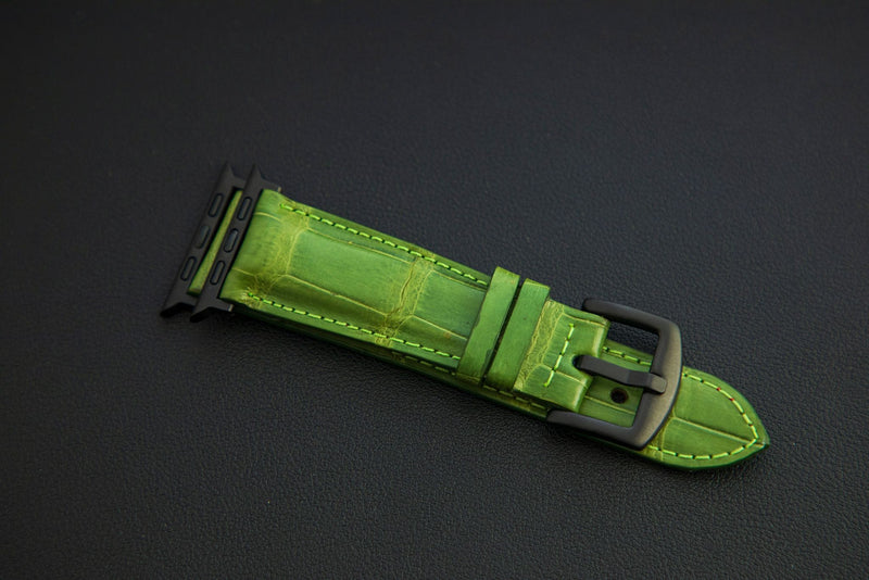 GREEN CROCODILE BELLY LEATHER STRAP
