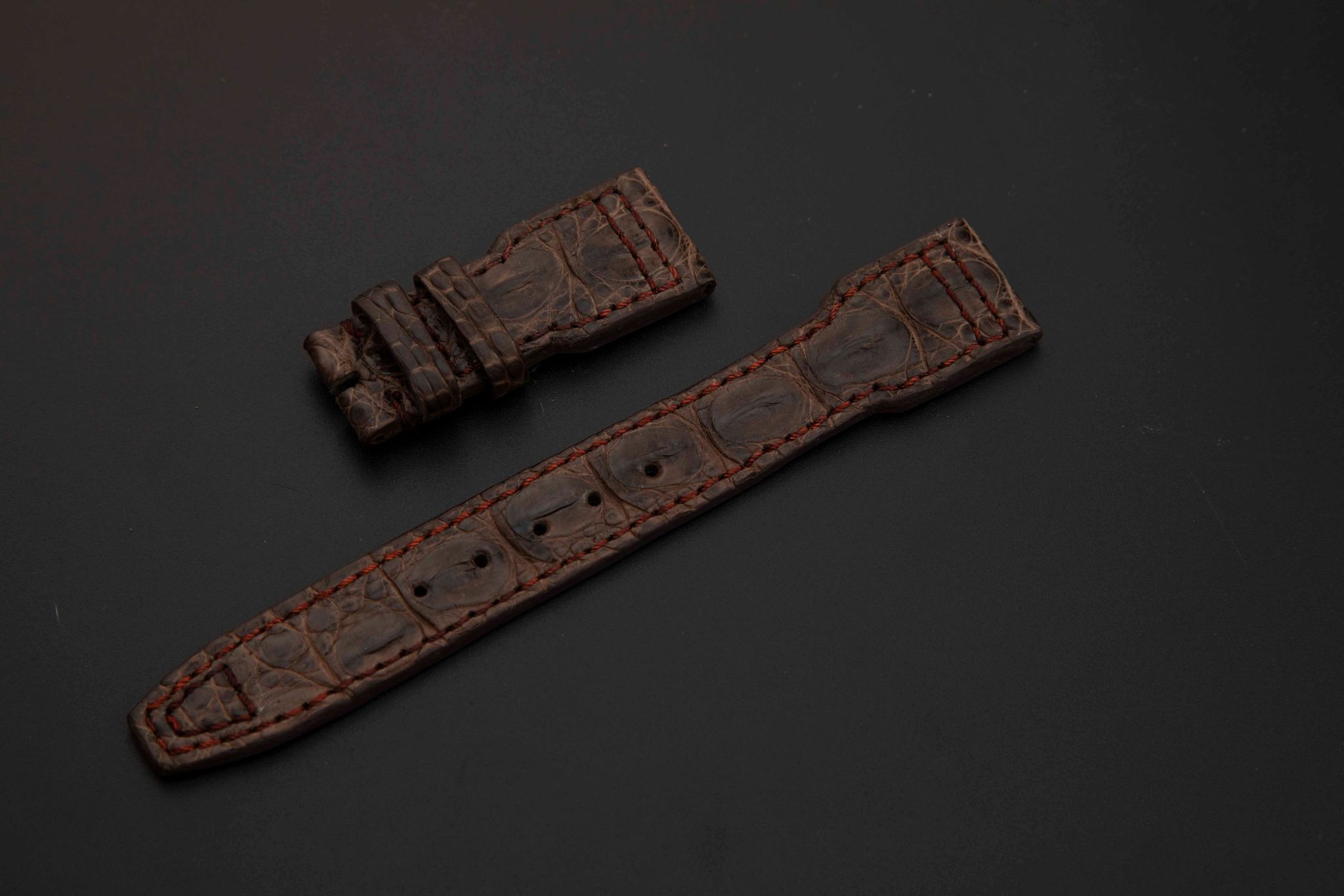 BROWN CROCODILE BELLY LEATHER STRAP