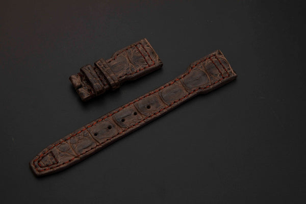 BROWN CROCODILE BELLY LEATHER STRAP
