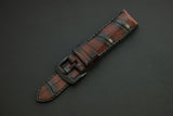 BROWN&BLACK CROCODILE BELLY LEATHER STRAP