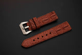 BROWN CROCODILE HORNBACK LEATHER STRAP
