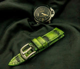 GREEN&BLACK CROCODILE BELLY LEATHER STRAP