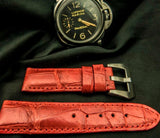 RED CROCODILE BELLY LEATHER STRAP