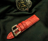 RED CROCODILE BELLY LEATHER STRAP