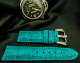 BLUE CROCODILE BELLY LEATHER STRAP