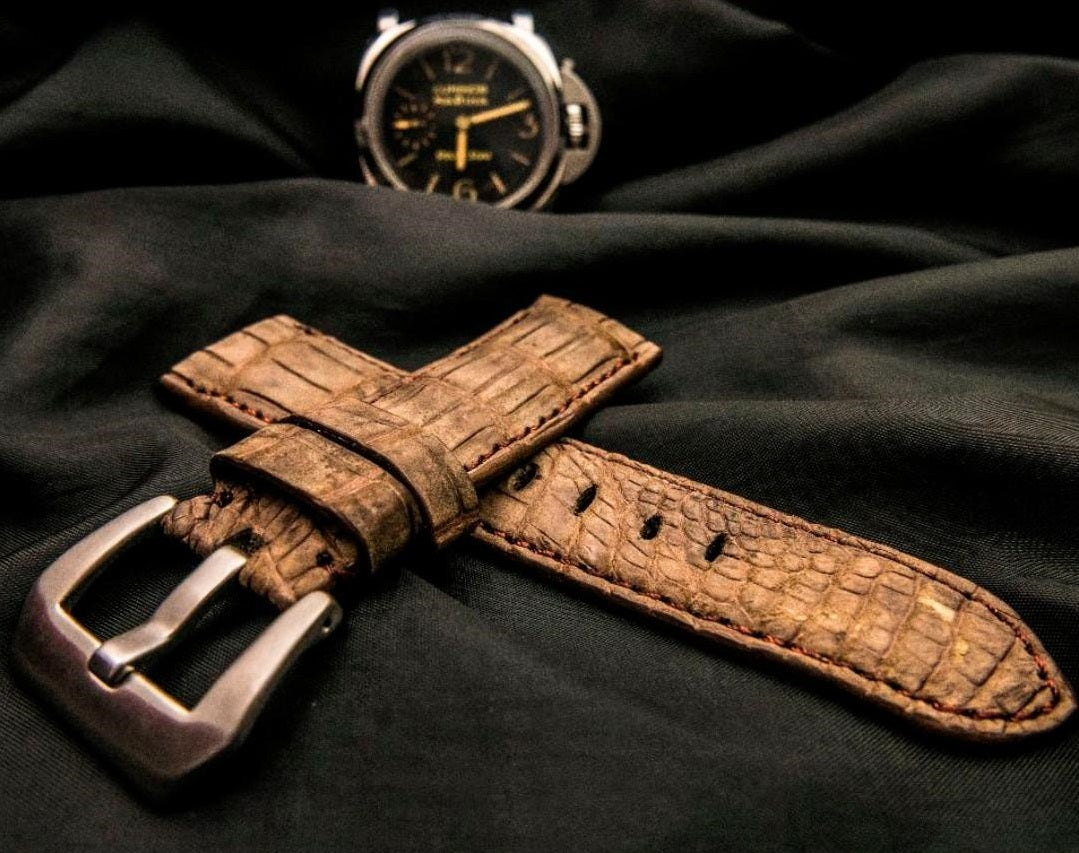 BROWN CROCODILE BELLY LEATHER STRAP