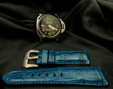 BLUE CROCODILE BELLY LEATHER STRAP