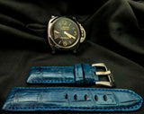 BLUE CROCODILE BELLY LEATHER STRAP