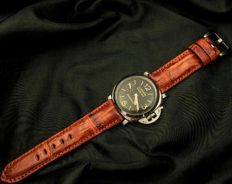 BROWN CROCODILE BELLY LEATHER STRAP