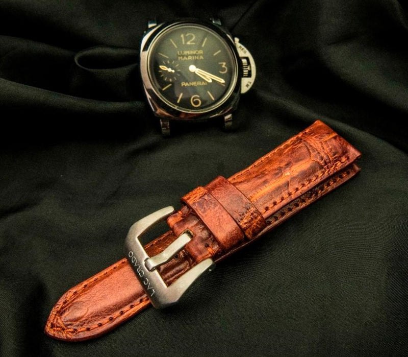 BROWN CROCODILE BELLY LEATHER STRAP