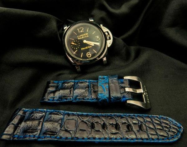 BLACK&BLUE CROCODILE HORNBACK LEATHER STRAP