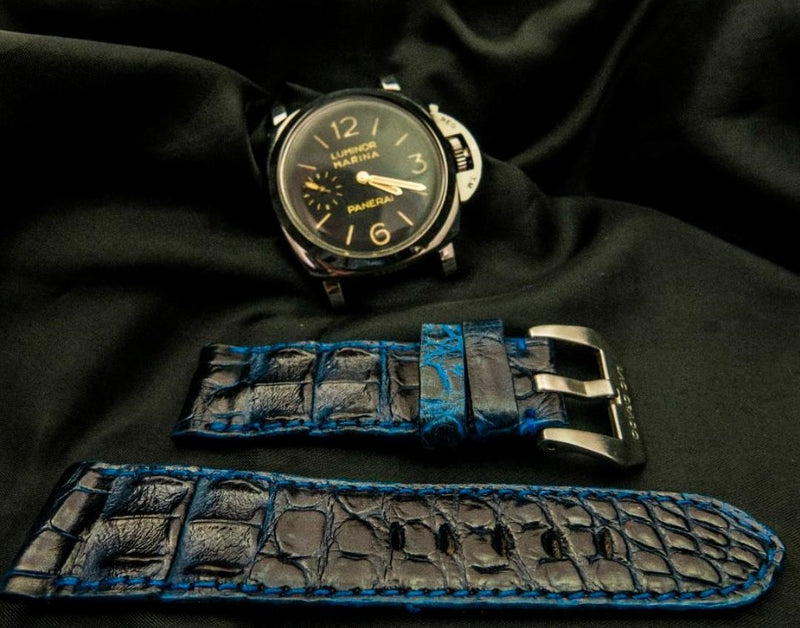 BLACK&BLUE CROCODILE HORNBACK LEATHER STRAP