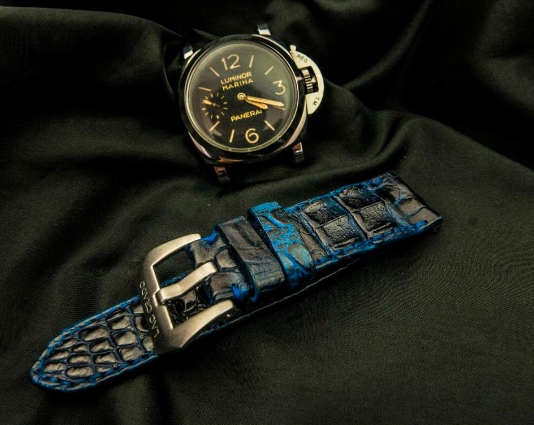 BLACK&BLUE CROCODILE HORNBACK LEATHER STRAP