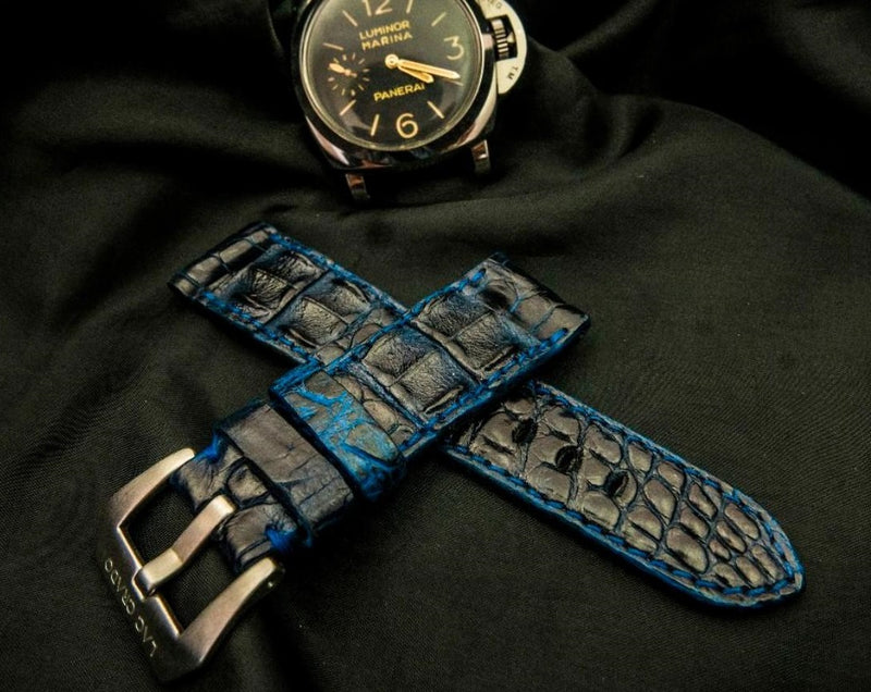 BLACK&BLUE CROCODILE HORNBACK LEATHER STRAP