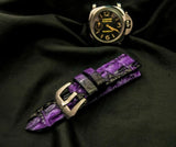 PURPLE&BLACK CROCODILE HORNBACK LEATHER STRAP