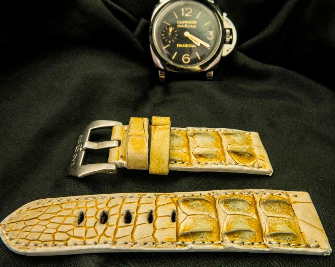 YELLOW CROCODILE HORNBACK LEATHER STRAP