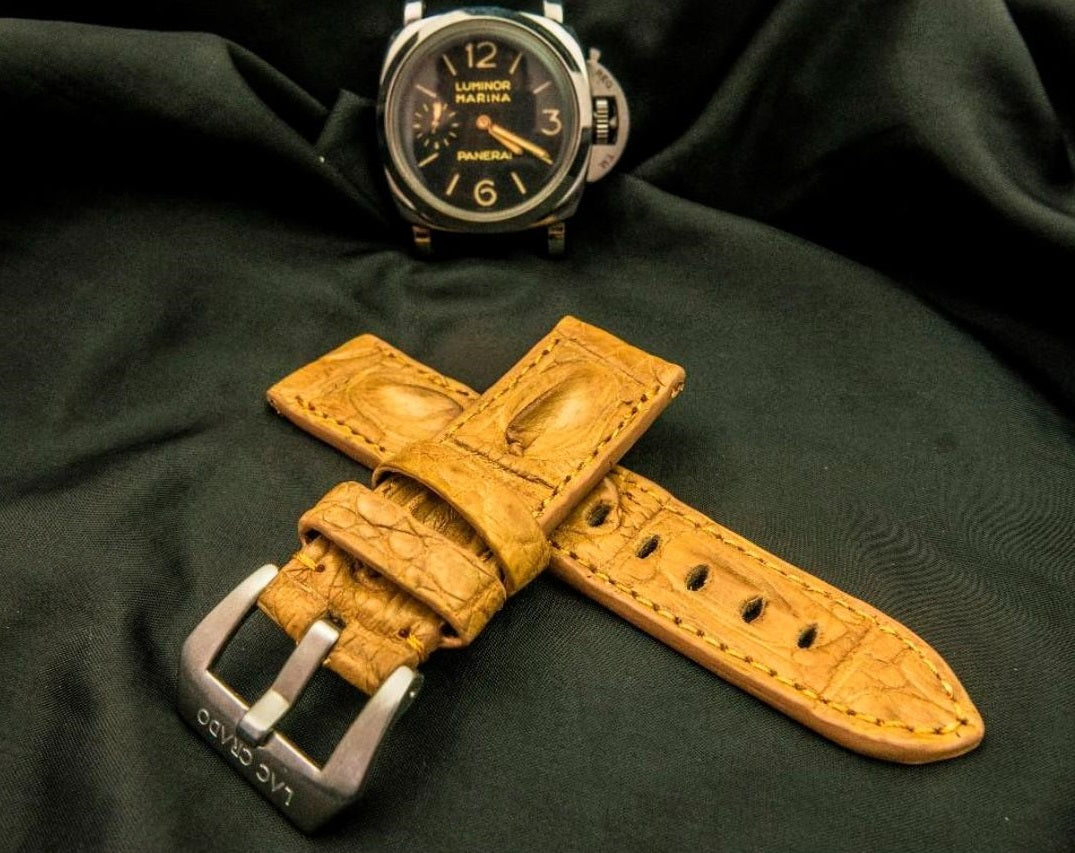 ORANGE CROCODILE HORNBACK LEATHER STRAP