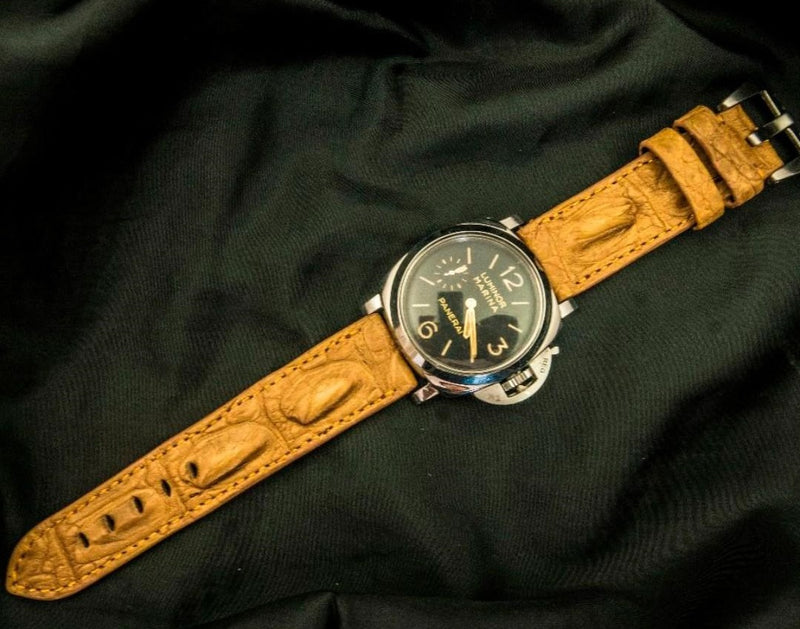 ORANGE CROCODILE HORNBACK LEATHER STRAP