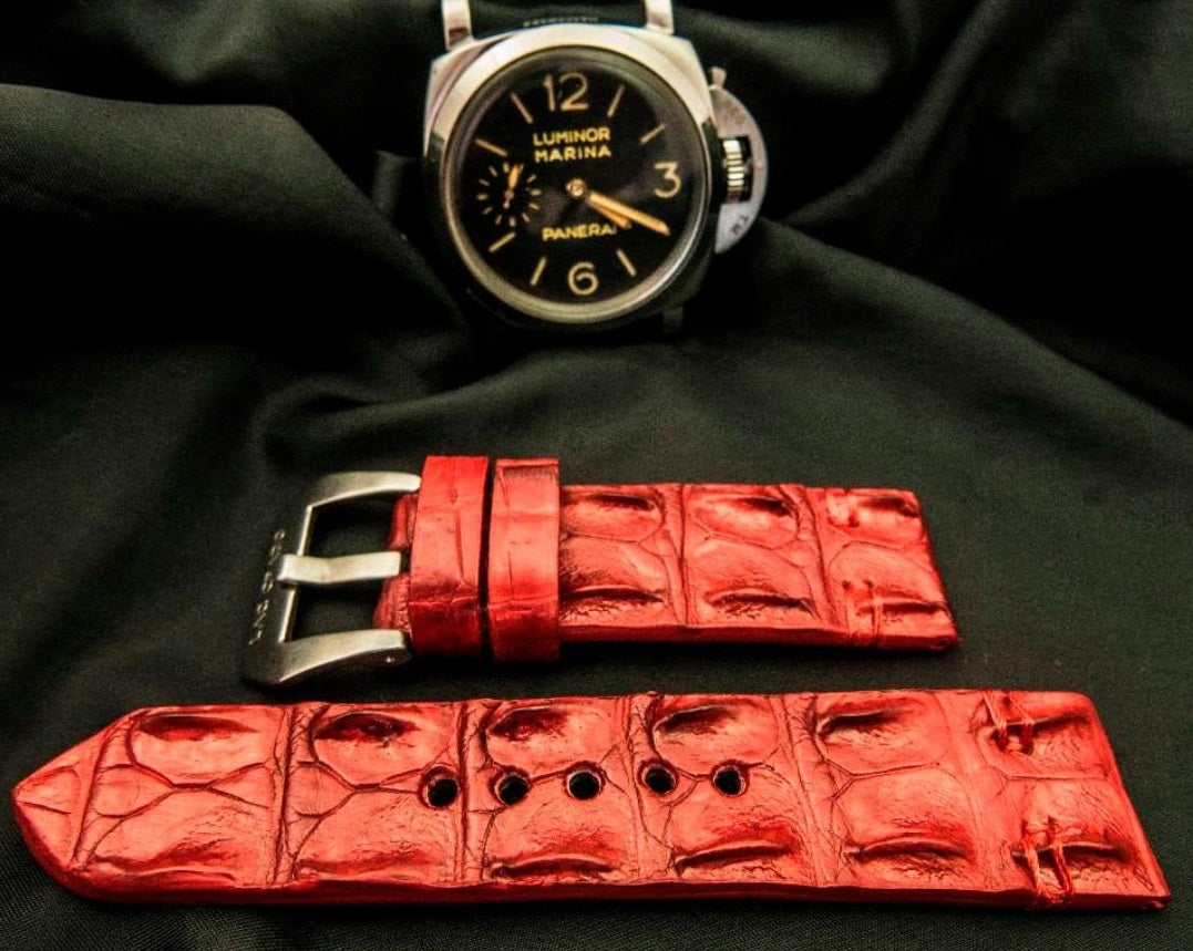 RED CROCODILE HORNBACK LEATHER STRAP