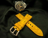 YELLOW CROCODILE HORNBACK LEATHER STRAP