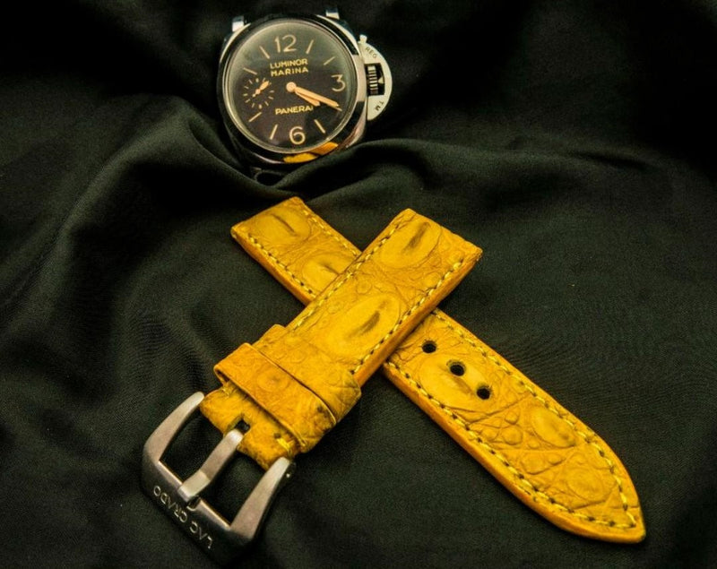 YELLOW CROCODILE HORNBACK LEATHER STRAP