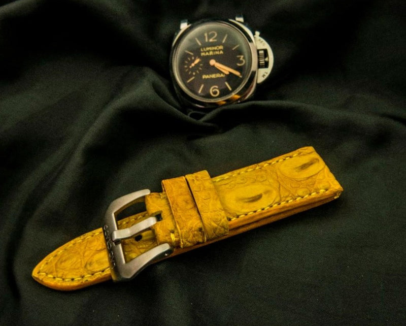 YELLOW CROCODILE HORNBACK LEATHER STRAP