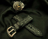 BLACK CROCODILE HORNBACK LEATHER STRAP - Lac Crado 