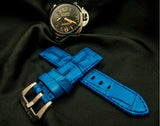 BLUE CROCODILE HORNBACK LEATHER STRAP