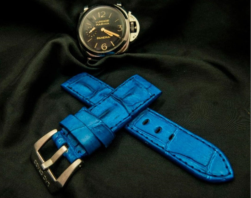 BLUE CROCODILE HORNBACK LEATHER STRAP