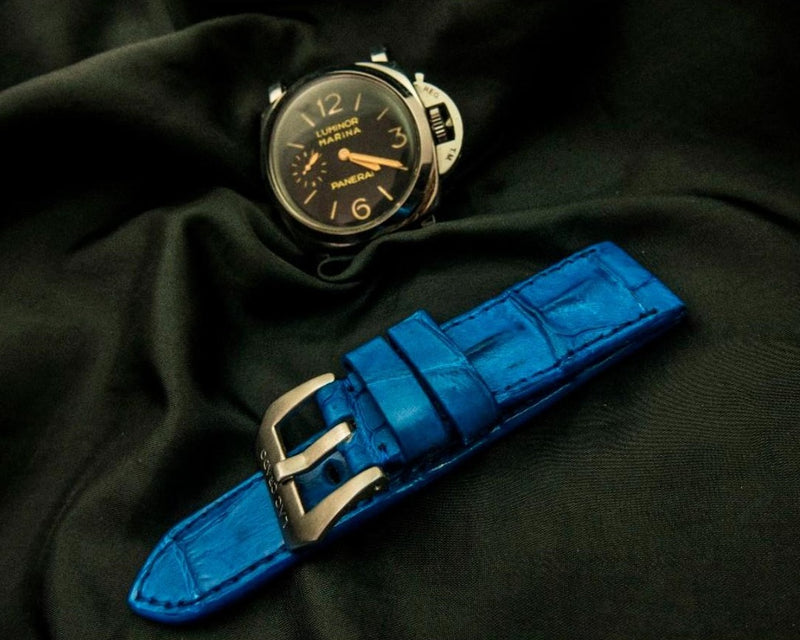 BLUE CROCODILE HORNBACK LEATHER STRAP