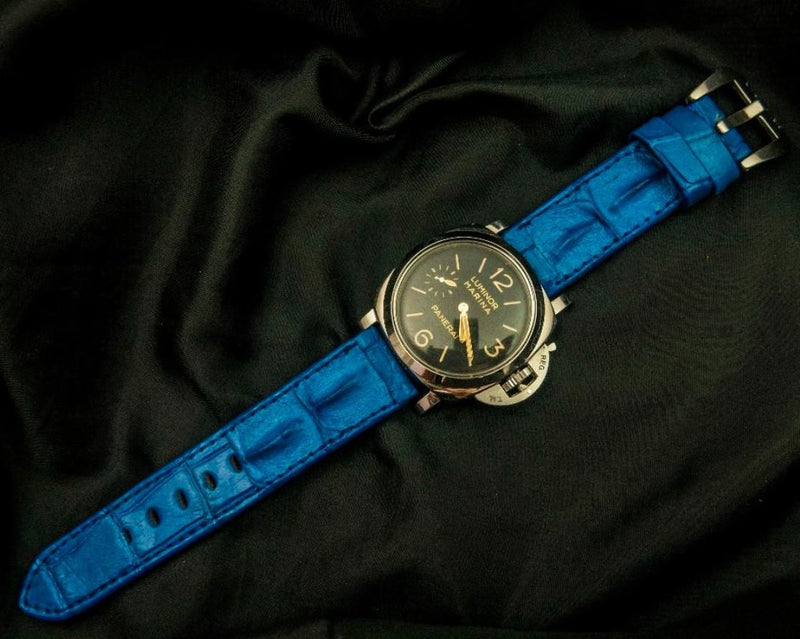 BLUE CROCODILE HORNBACK LEATHER STRAP