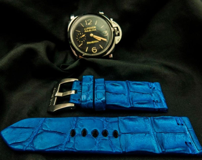 BLUE CROCODILE HORNBACK LEATHER STRAP