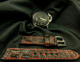 BLACK&RED CROCODILE HORNBACK LEATHER STRAP
