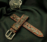 BLACK&RED CROCODILE HORNBACK LEATHER STRAP