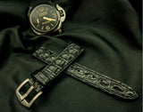 BLACK CROCODILE HORNBACK LEATHER STRAP - Lac Crado 